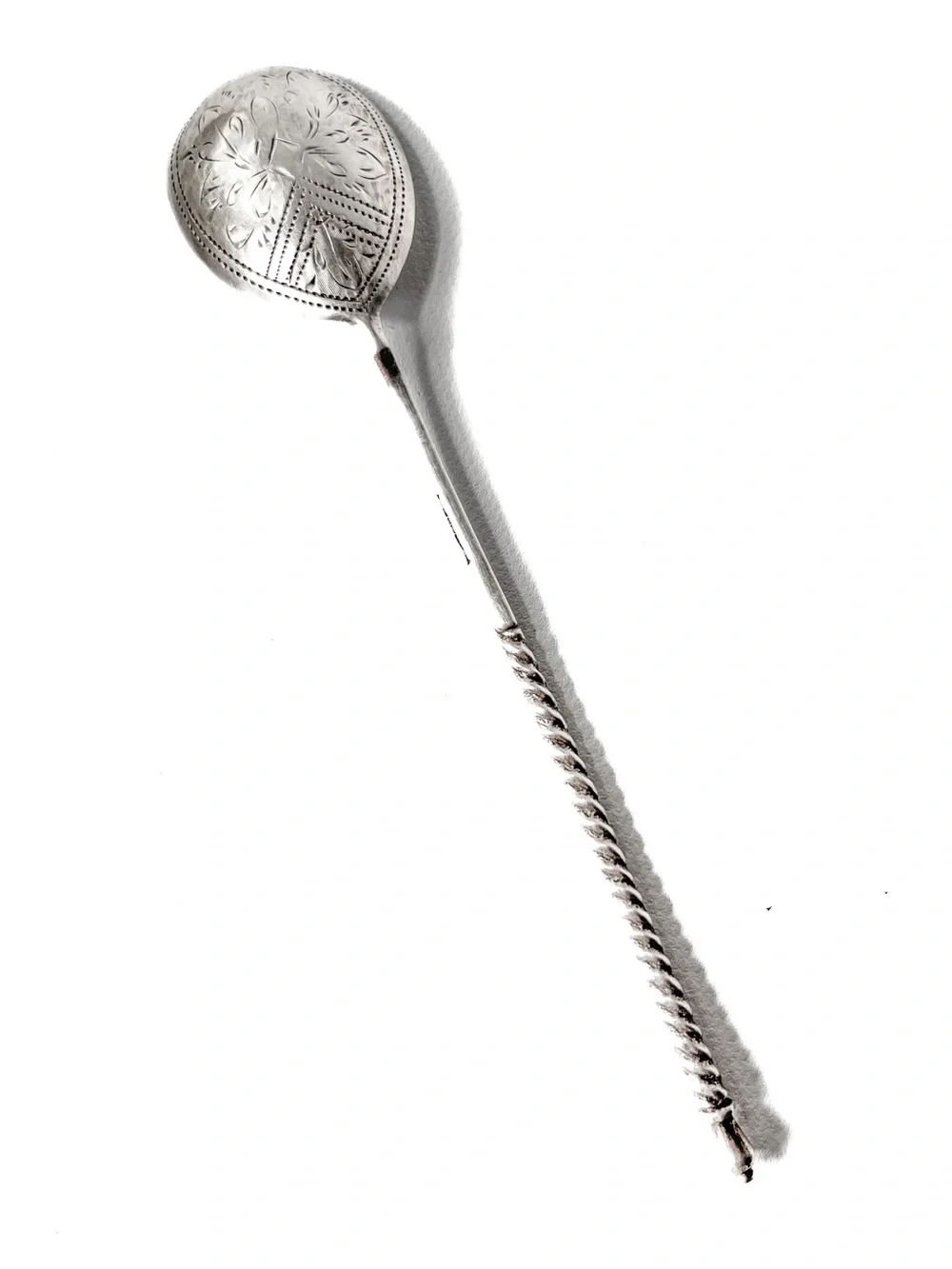 Antique Russian Silver Spoon 84 Zolotnik Silver 8g Rope Twist Stem Handle.